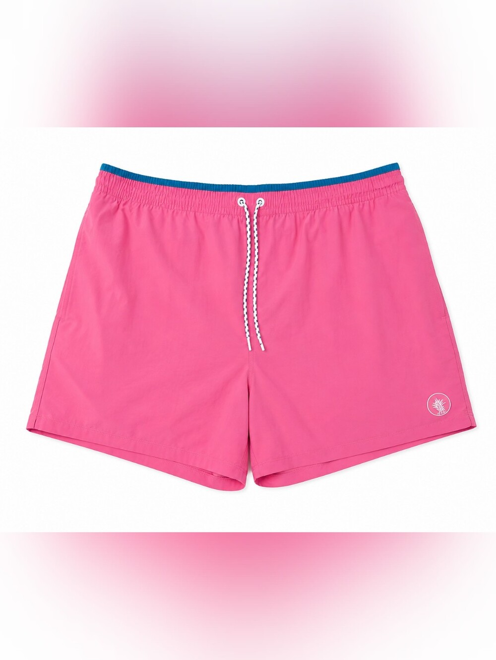 Chubbies 5.5 Inch Inseam Pink Swim Trunks with Blue Waistband